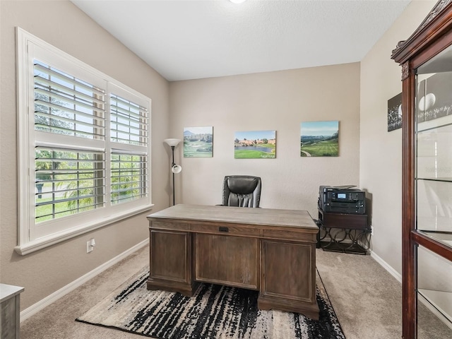 office with light colored carpet