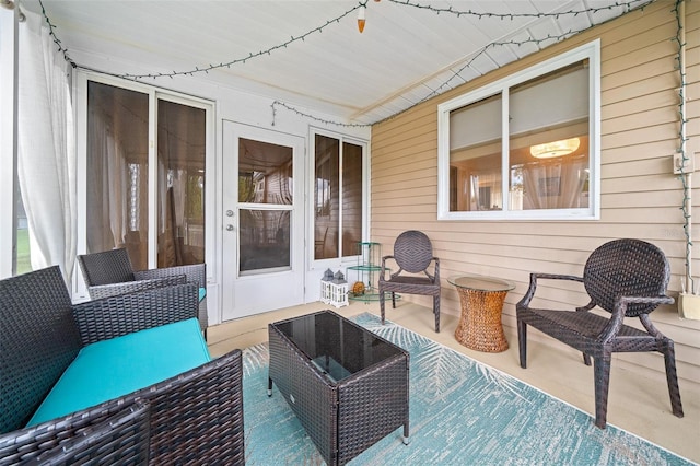 exterior space featuring an outdoor hangout area