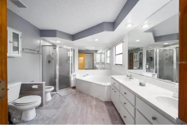 15735 SW 52nd Avenue Rd, Ocala, FL 34473 - full bath featuring toilet, a sink, a stall shower, a garden tub, and wood finished floors