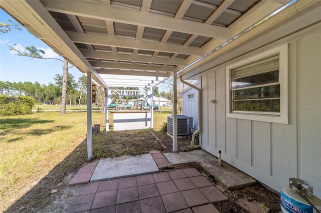 view of patio featuring central AC