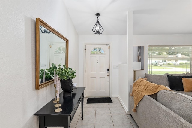 entrance foyer with light tile patterned flooring