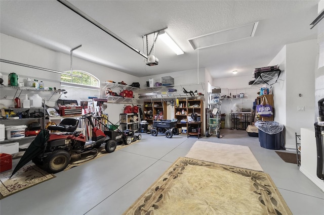 garage with a garage door opener