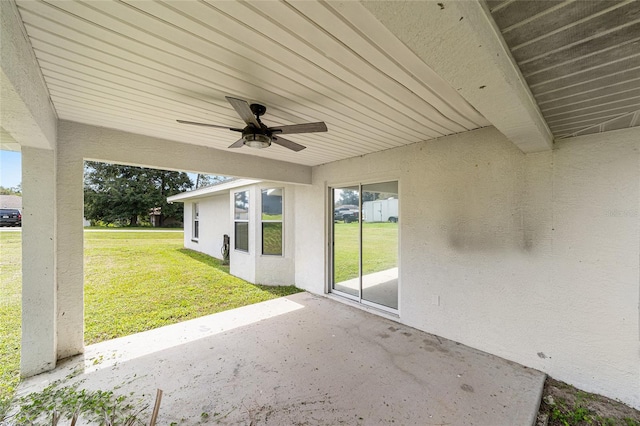 view of patio / terrace featuring ceiling fan