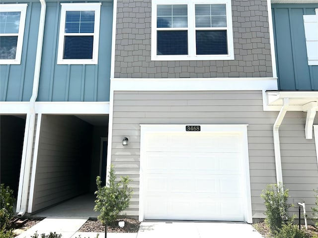 exterior space featuring a garage