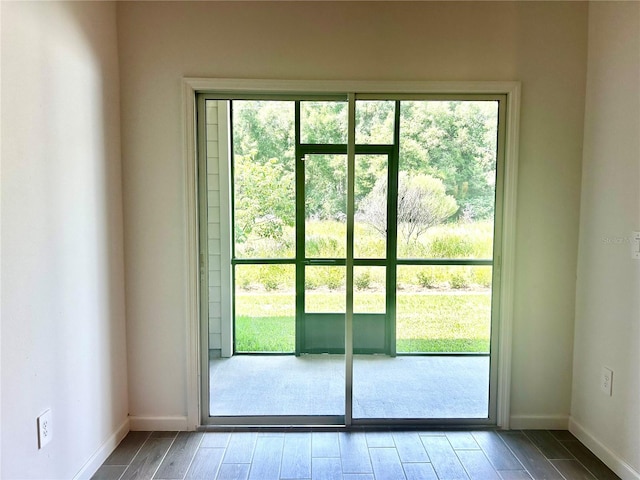 doorway featuring hardwood / wood-style flooring and plenty of natural light