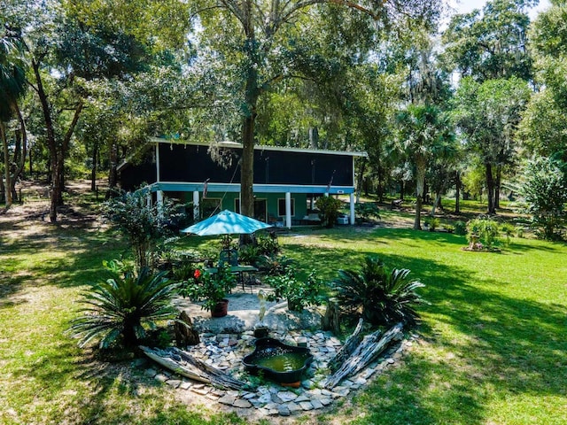 back of house featuring a yard and a patio