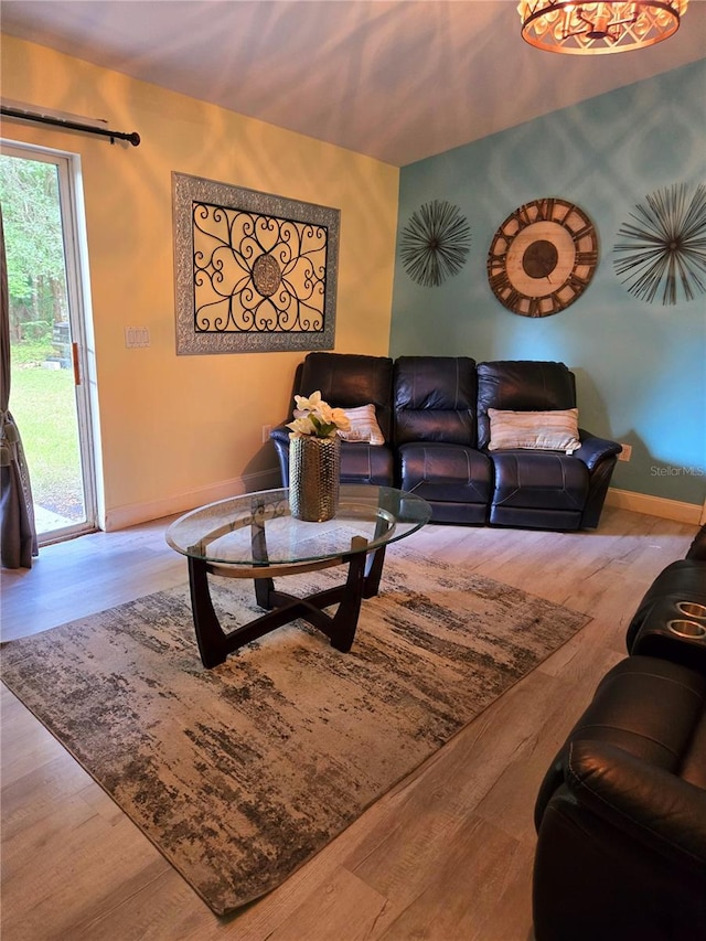 living room with wood-type flooring