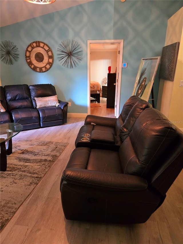 living room with hardwood / wood-style floors