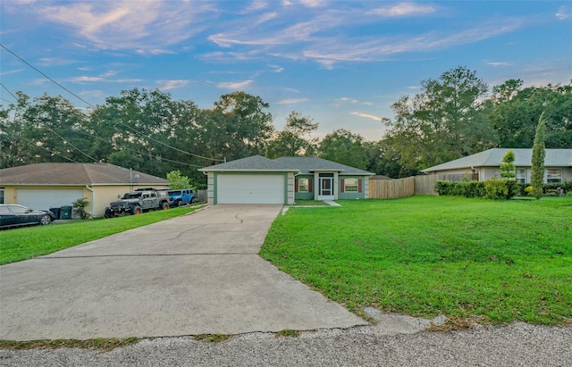 ranch-style house with a front lawn