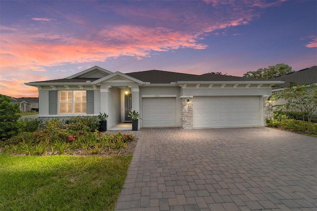 view of front of house with a garage