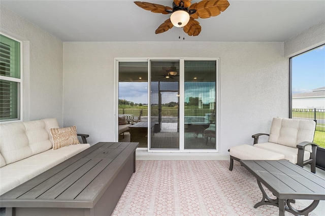 exterior space featuring an outdoor living space