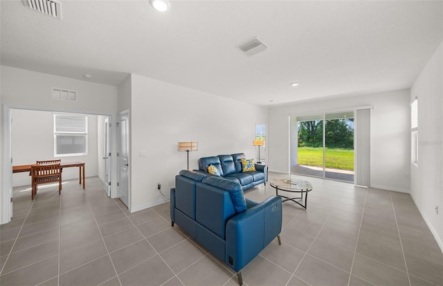 view of tiled living room