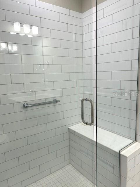 bathroom featuring walk in shower