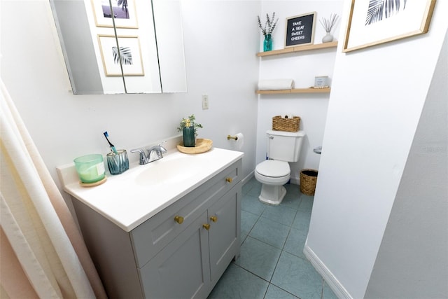 bathroom with tile patterned floors, vanity, and toilet