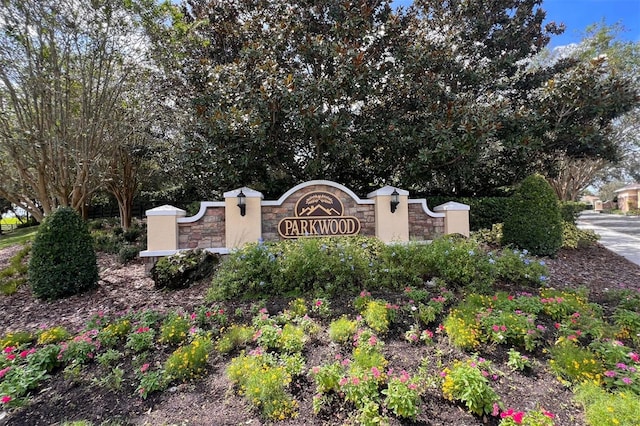 view of community sign