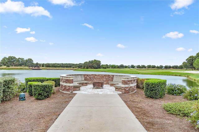 view of patio / terrace with a water view