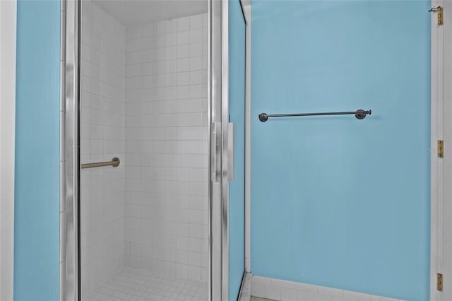 bathroom featuring a stall shower