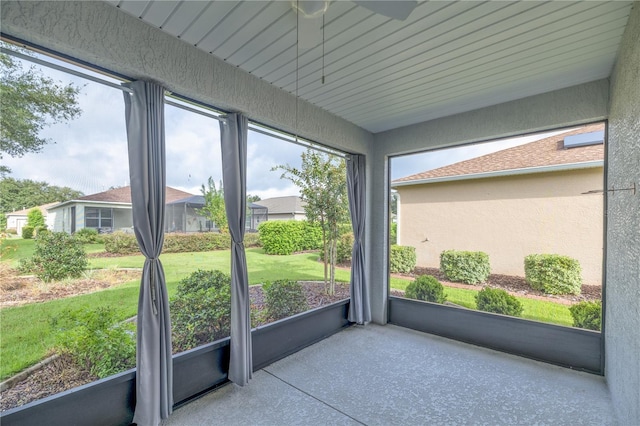 view of unfurnished sunroom