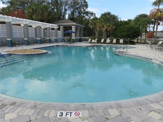 view of pool featuring a patio area