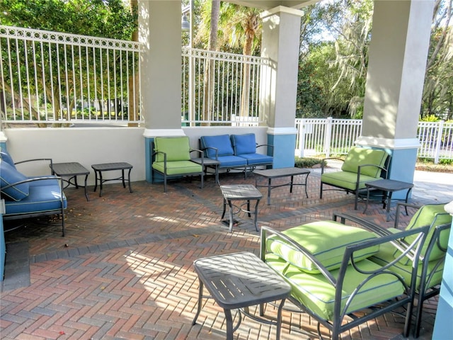 view of patio featuring an outdoor living space