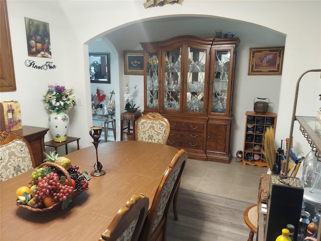 dining space featuring light hardwood / wood-style floors