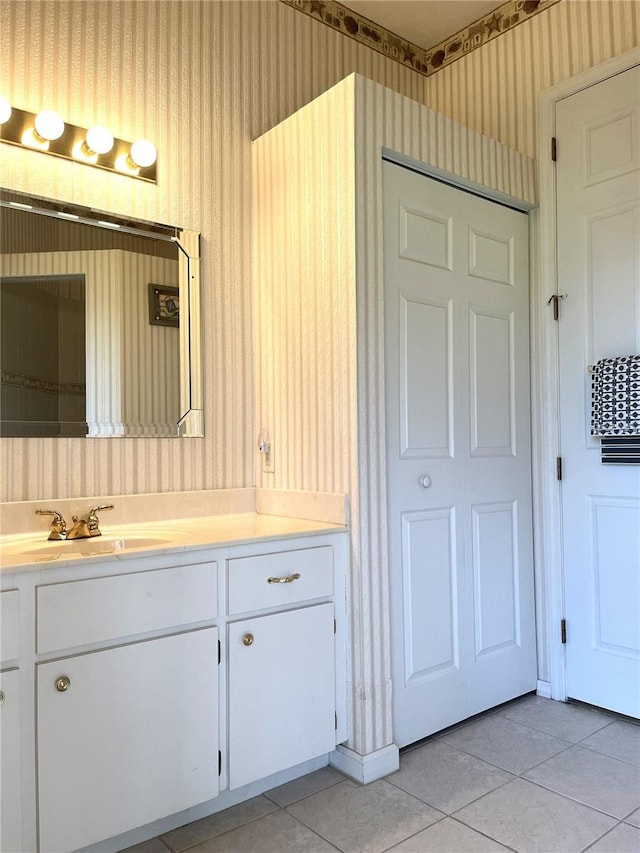 bathroom featuring vanity and tile patterned floors