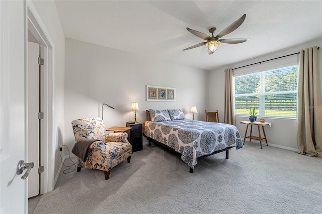 bedroom featuring carpet and ceiling fan