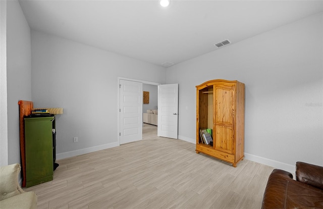 interior space with light hardwood / wood-style flooring