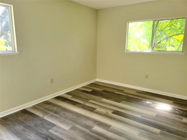 spare room with wood-type flooring