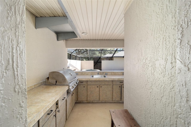 view of patio / terrace with sink, an outdoor kitchen, and area for grilling