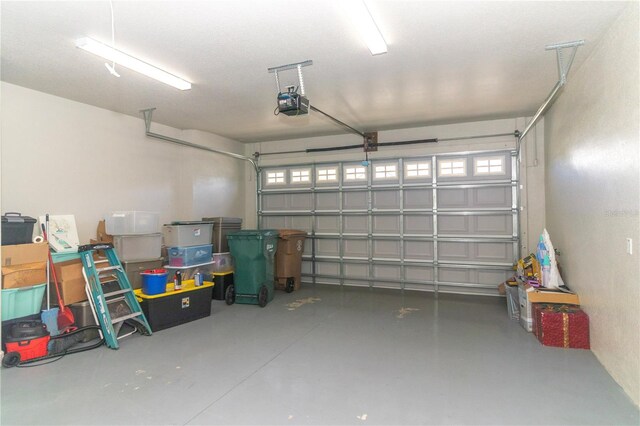 garage with a garage door opener