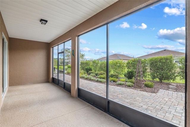 view of unfurnished sunroom