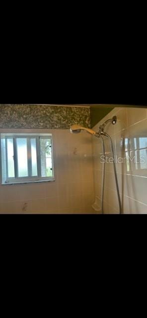 interior space featuring tiled shower