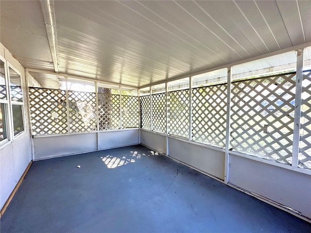 view of unfurnished sunroom