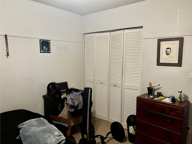 carpeted bedroom featuring a closet