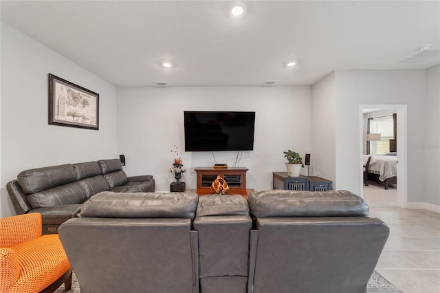 view of tiled living room