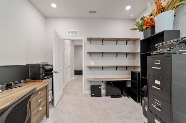 view of carpeted office space