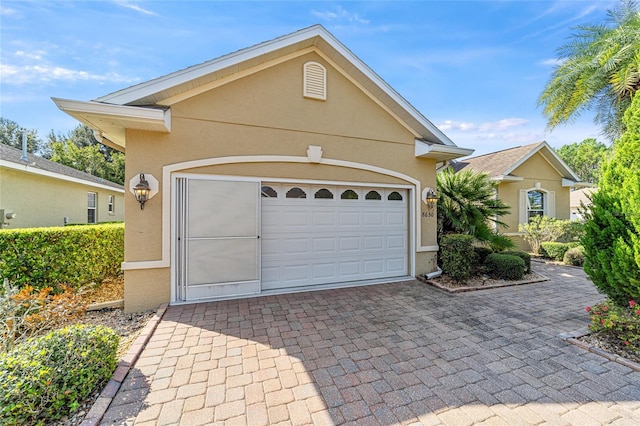 exterior space with a garage