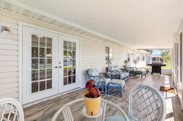 view of patio / terrace featuring french doors