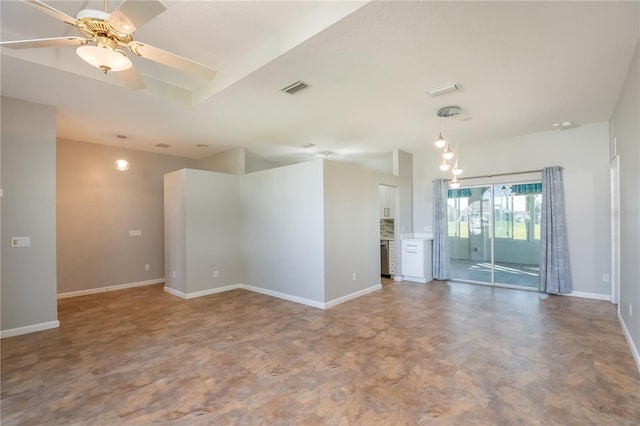 spare room with ceiling fan