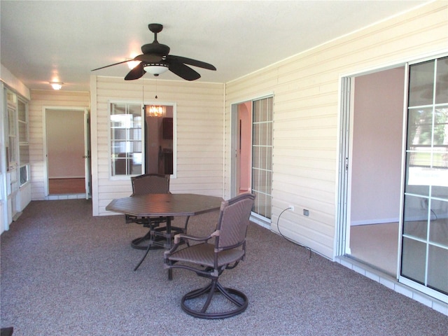 view of patio with ceiling fan