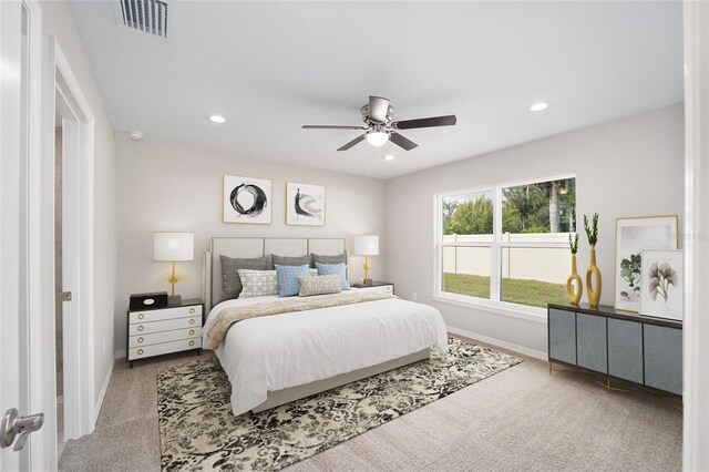 10816 SE 66th Ave, Belleview, FL 34420 - bedroom with recessed lighting, baseboards, visible vents, and carpet