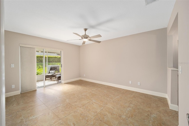 spare room featuring ceiling fan