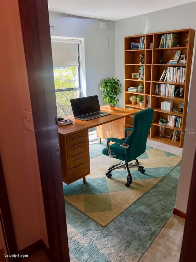 view of carpeted office space