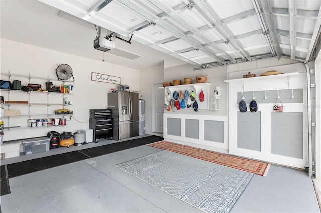 5089 Stokes Way, Wildwood, FL 34785 - garage with stainless steel fridge with ice dispenser and a garage door opener