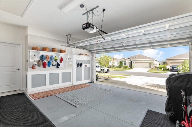 garage with a garage door opener