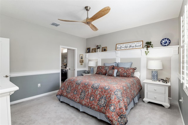 5089 Stokes Way, Wildwood, FL 34785 - bedroom featuring carpet floors, ceiling fan, visible vents, and baseboards