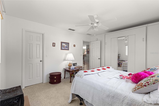 bedroom with a closet and ceiling fan