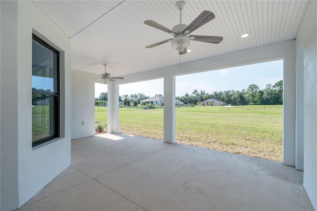 view of patio with ceiling fan