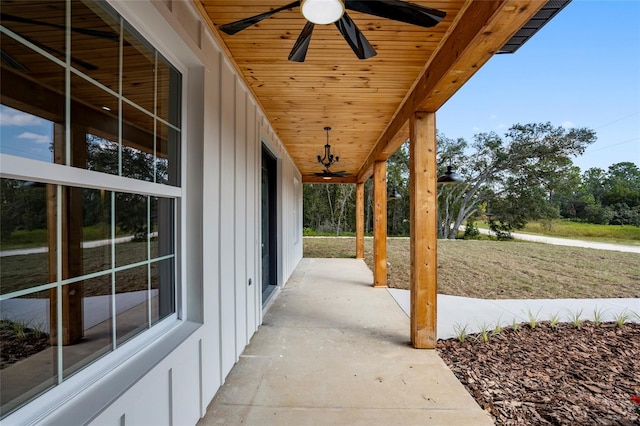 view of patio with ceiling fan